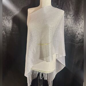 Elegant Silver Fringe Shawl